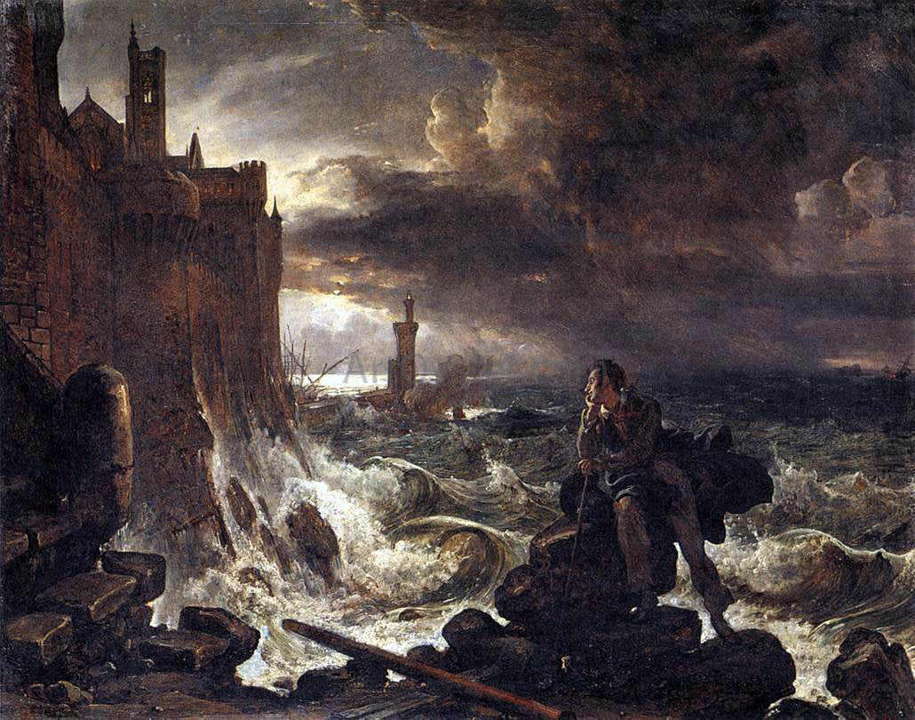  Franz Ludwig Catel Night Piece from the Closing Scene of 'Rene' by Chateaubriand - Canvas Print