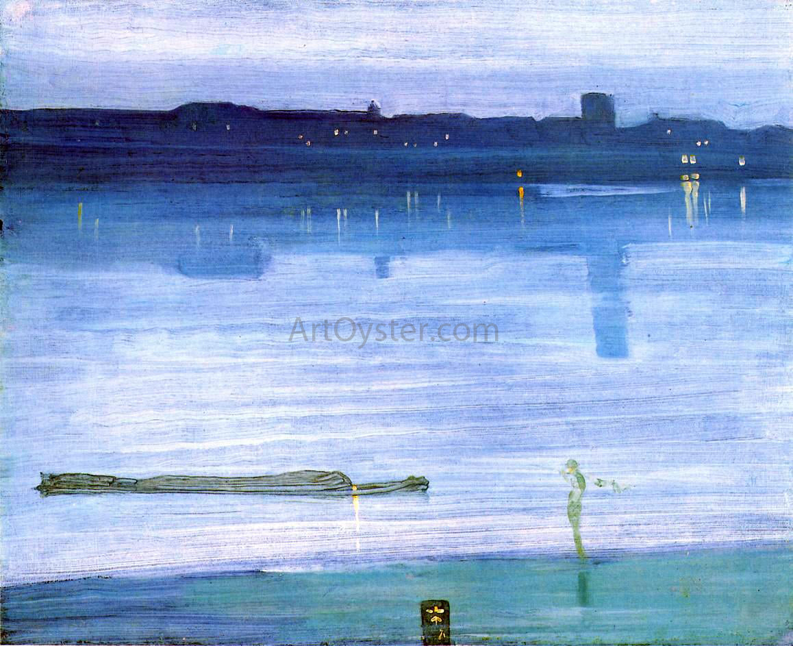  James McNeill Whistler Nocturne: Blue and Silver - Chelsea - Canvas Print