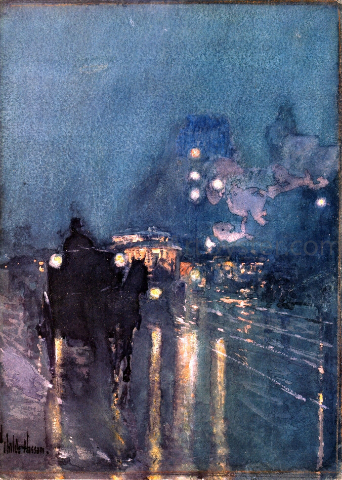  Frederick Childe Hassam Nocturne, Railway Crossing, Chicago - Canvas Print