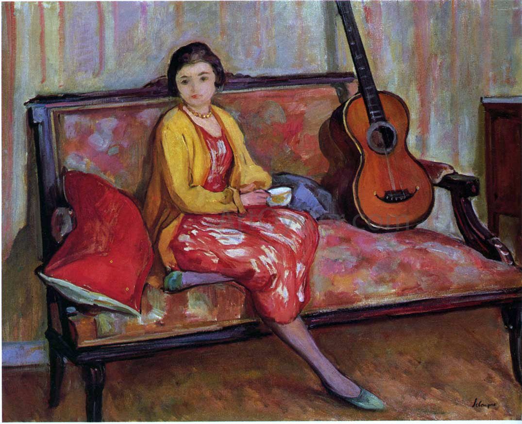  Henri Lebasque Nono and a Guitar - Canvas Print