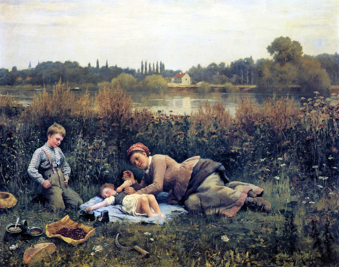  Daniel Ridgway Knight Noonday Repast - Canvas Print