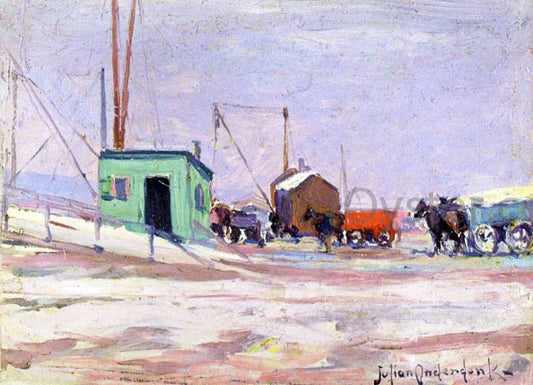  Julian Onderdonk Noontime on the Docks, Hudson River and 85th Street - Canvas Print