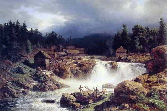  Herman Herzog Norwegian Landscape - Canvas Print