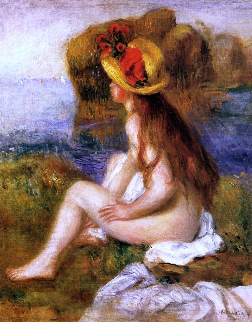  Pierre Auguste Renoir Nude in a Straw Hat - Canvas Print