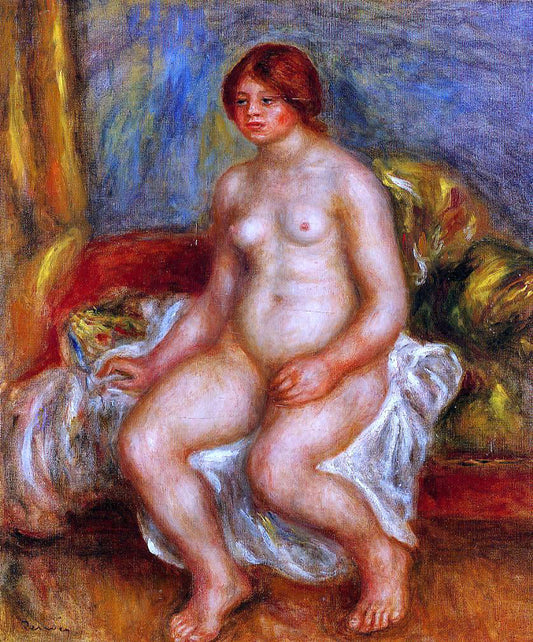  Pierre Auguste Renoir Nude Woman on Gree Cushions - Canvas Print