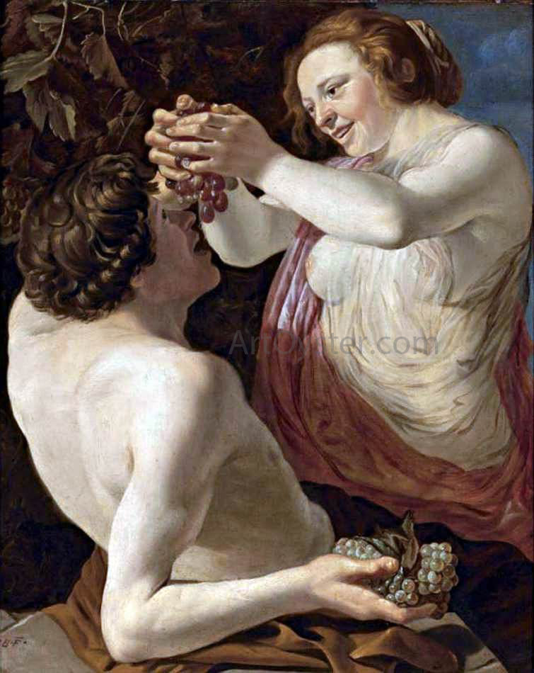  Christiaen Van Couwenbergh Nymph and Satyr - Canvas Print