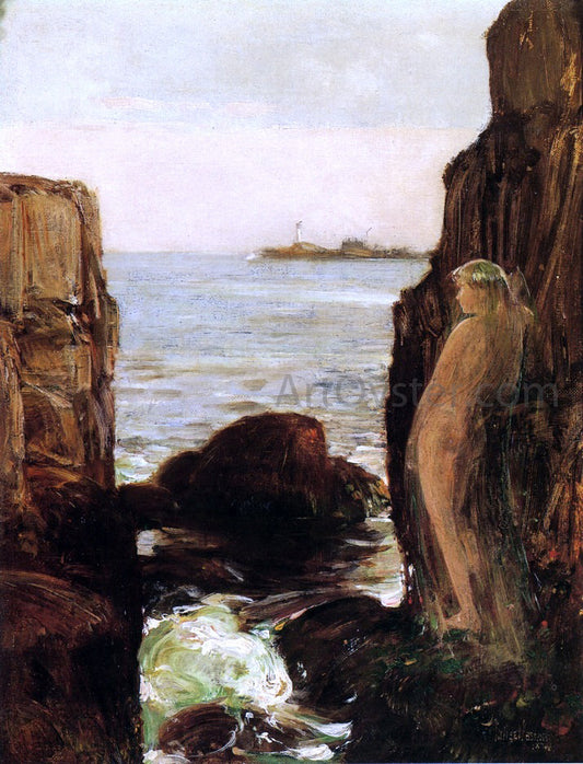  Frederick Childe Hassam Nymph on a Rocky Ledge - Canvas Print