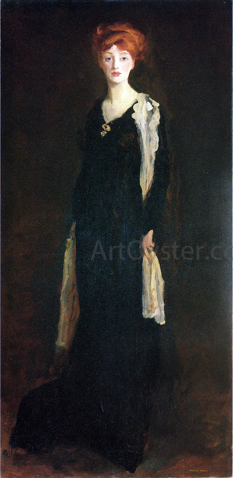 Robert Henri O in Black with Scarf (also known as Marjorie Organ Henri) - Canvas Print