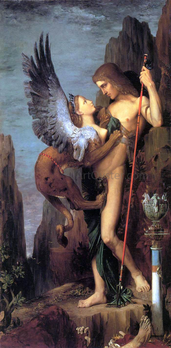  Gustave Moreau Oedipus and the Sphinx - Canvas Print