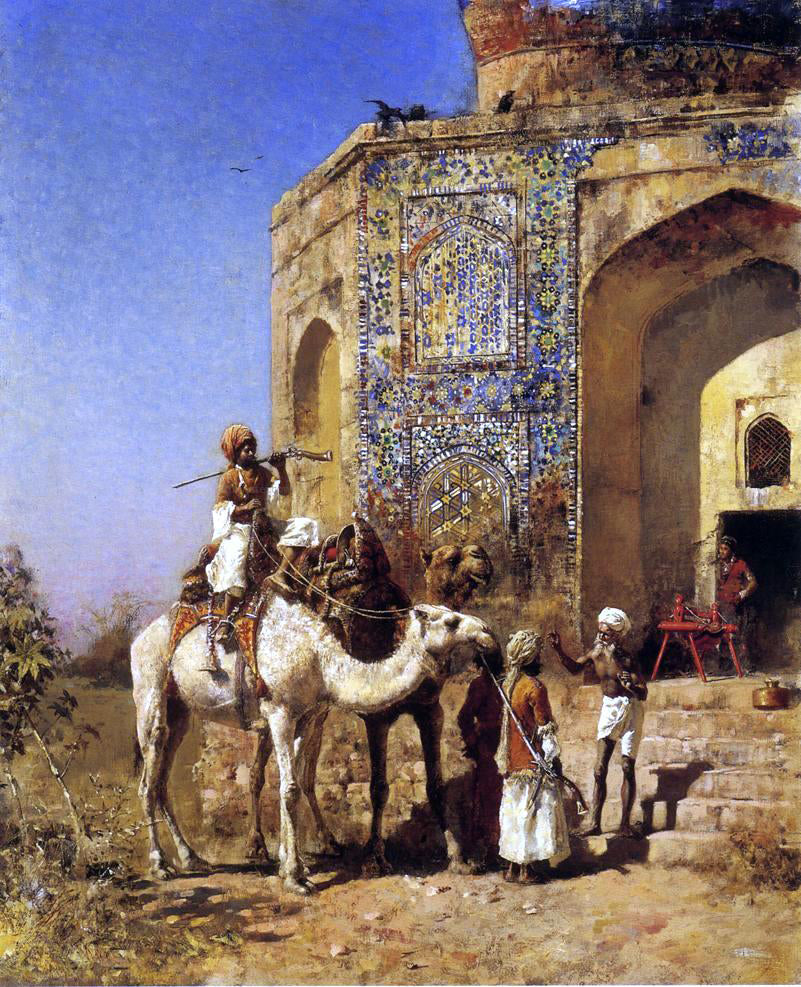  Edwin Lord Weeks Old Blue-Tiled Mosque, Outside of Delhi, India - Canvas Print