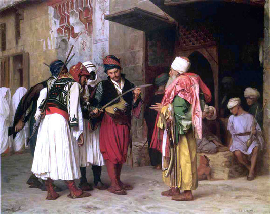  Jean-Leon Gerome Old Clothing Merchant in Cairo (also known as Roaving Merchant in Cairo) - Canvas Print