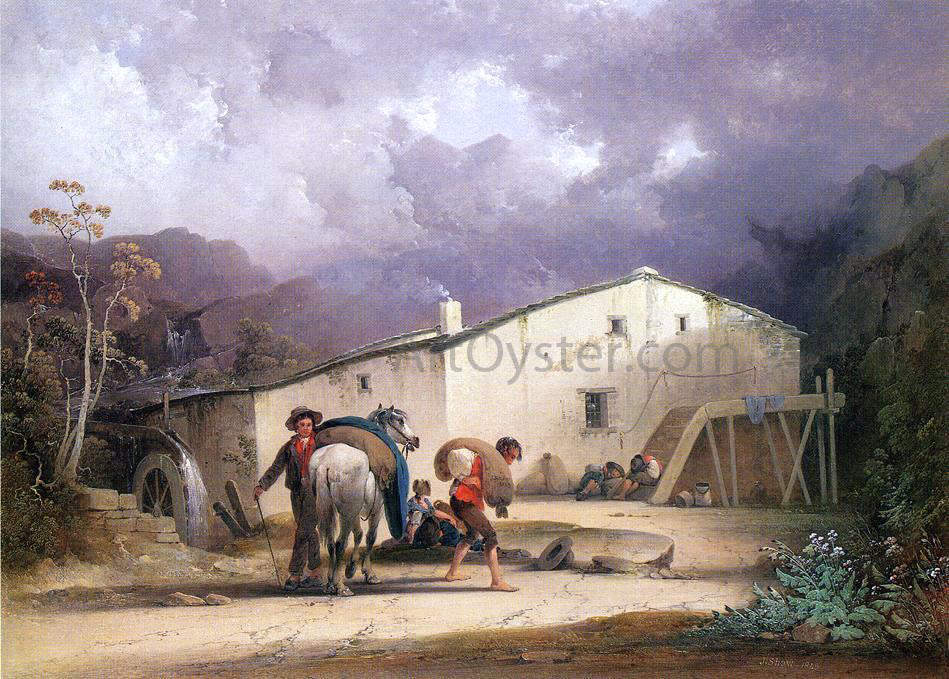  Joshua Shaw Old Mill, Miller and Horse - Canvas Print