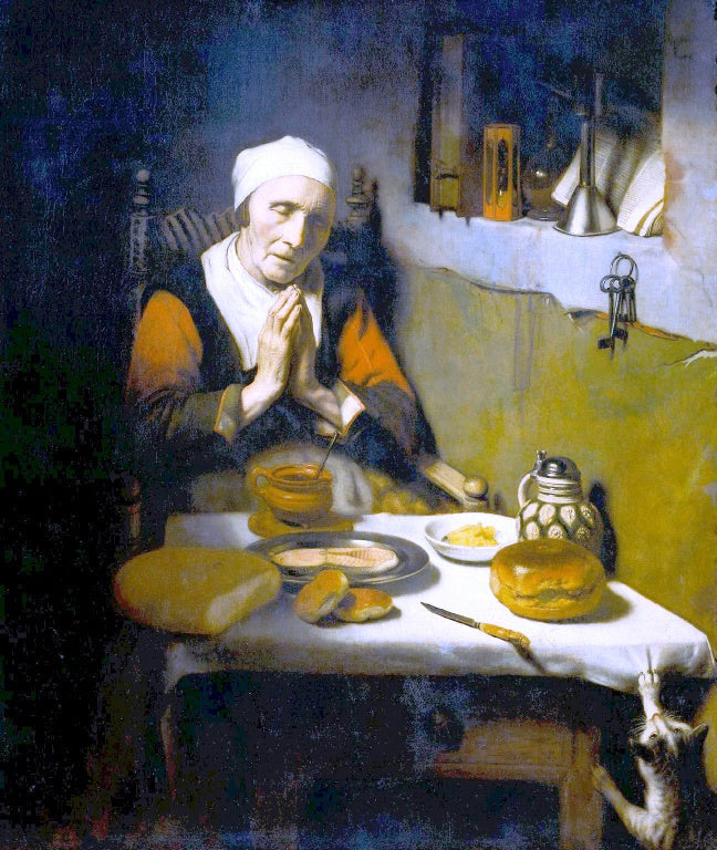  Nicolaes Maes Old Woman at Prayer - Canvas Print