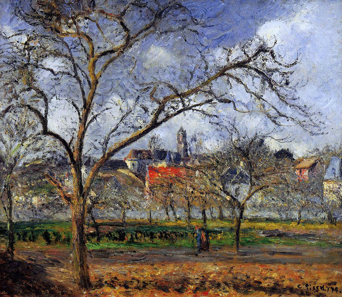  Camille Pissarro On Orchard in Pontoise in Winter - Canvas Print