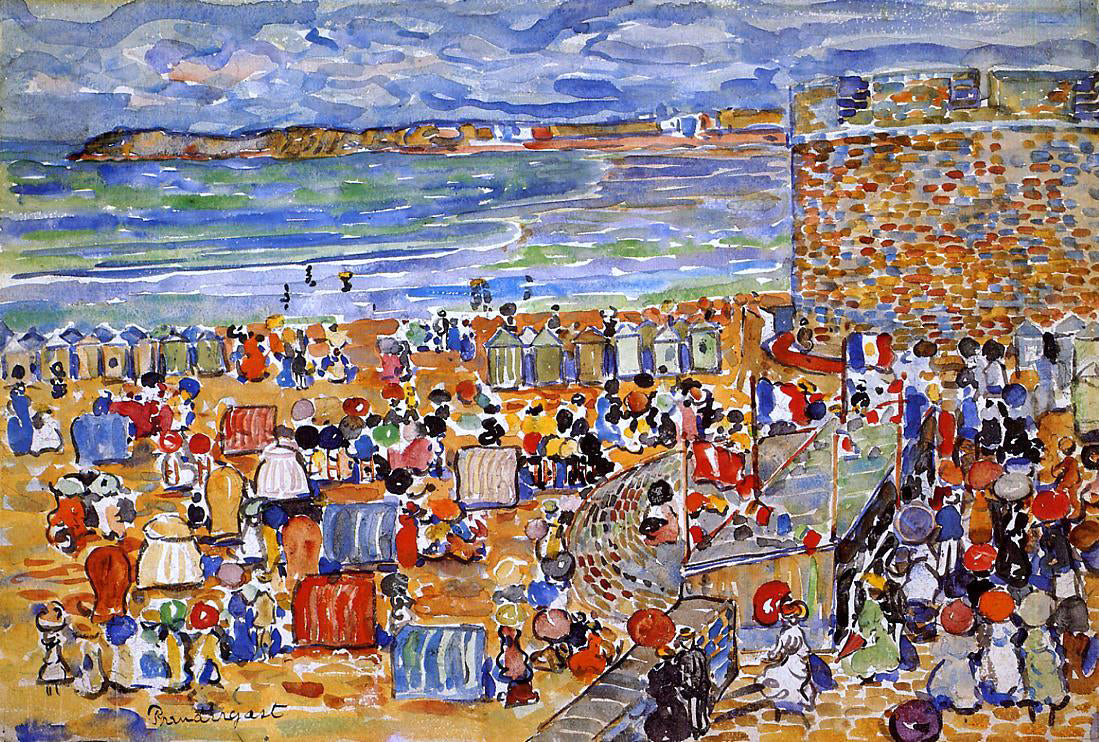  Maurice Prendergast On the Beach, St. Malo - Canvas Print