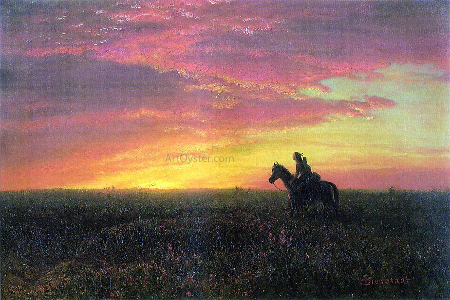  Albert Bierstadt On the Plains, Sunset - Canvas Print