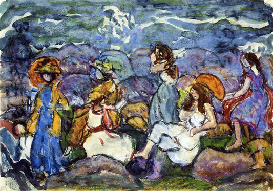  Maurice Prendergast On the Rocks, North Shore - Canvas Print