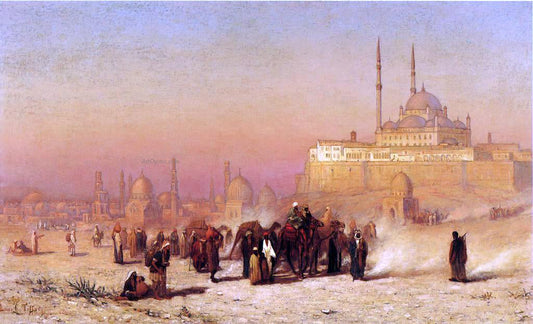  Louis Comfort Tiffany On the Way between Old and New Cairo, Citadel Mosque of Mohammed Ali, and Tombs of the Mamelukes - Canvas Print