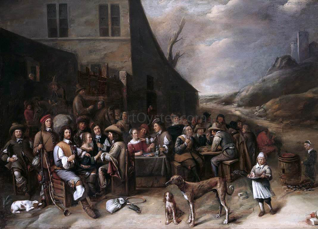  Gillis Van Tilborgh Outside a Tavern - Canvas Print