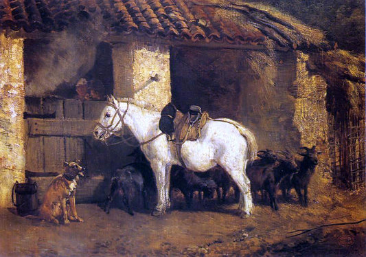  Constant Troyon Outside the Stable - Canvas Print