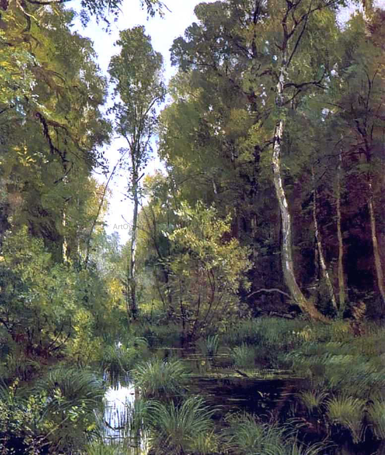 Ivan Ivanovich Shishkin Overgrown Pond on Edge of Forest, Siverskaya - Canvas Print