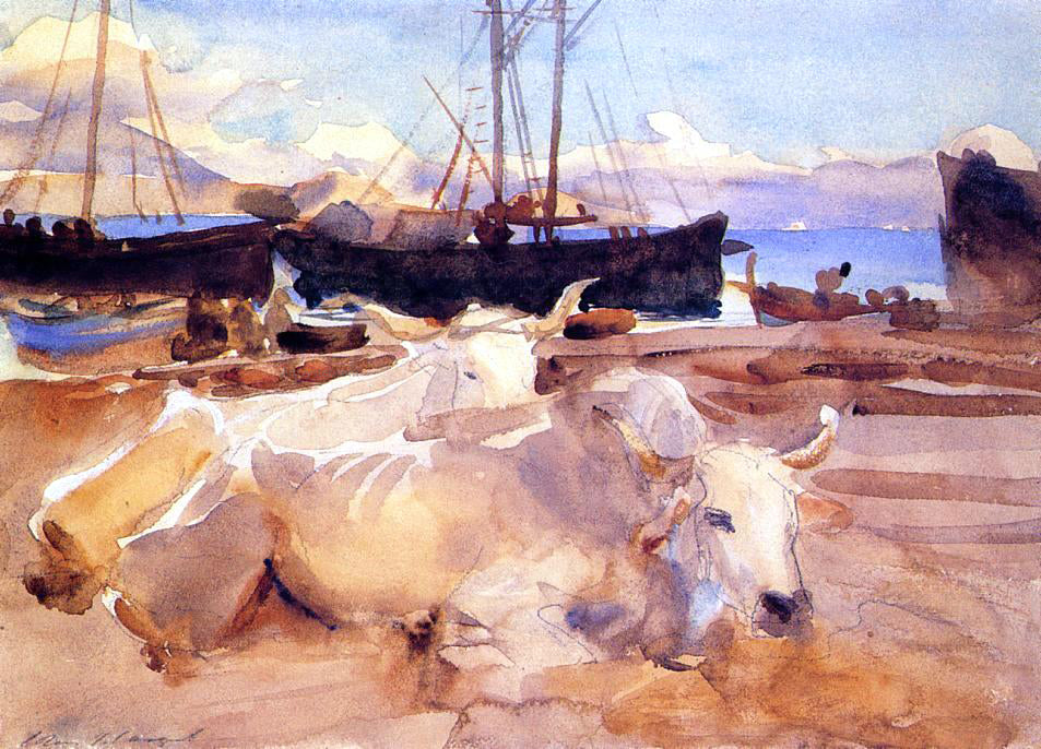  John Singer Sargent An Oxen on the Beach at Baia - Canvas Print