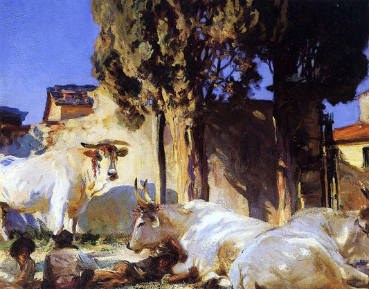  John Singer Sargent Oxen Resting - Canvas Print