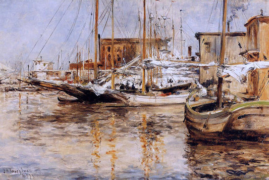  John Twachtman Oyster Boats, North River - Canvas Print