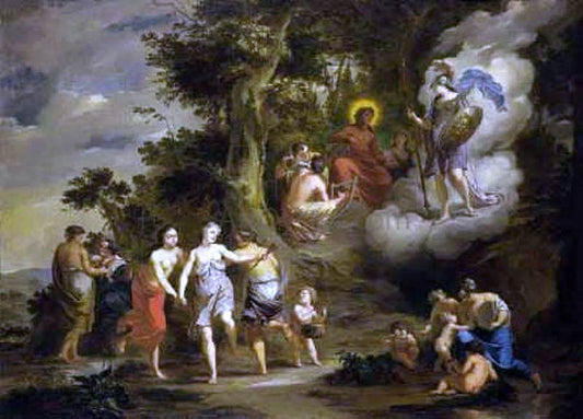  Arnold Houbraken Pallas Athene Visiting Apollo on the Parnassus - Canvas Print