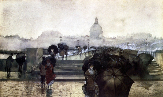  Fernand H Lungren Paris Street Scene - Canvas Print