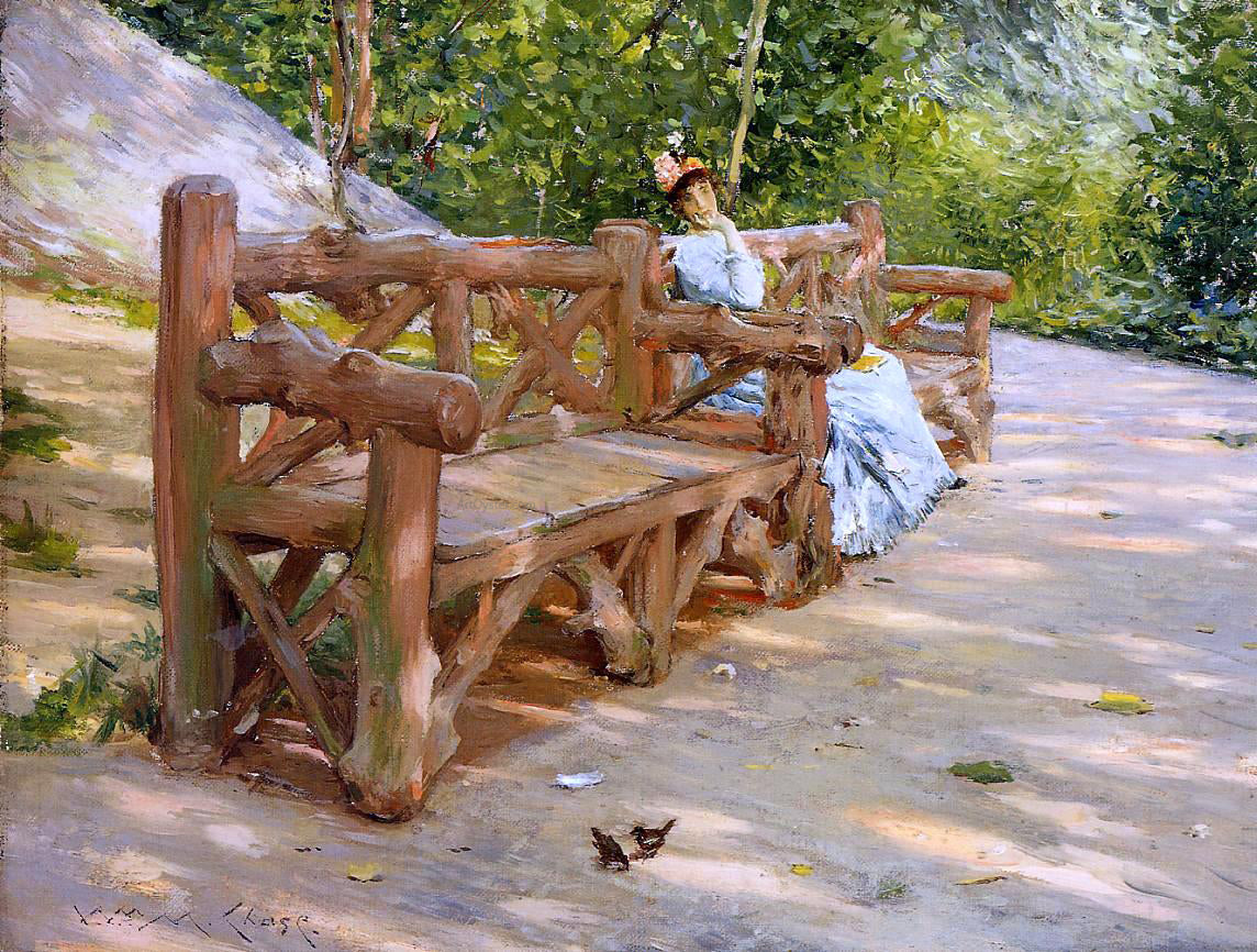  William Merritt Chase A Park Bench (also known as An Idle Hour in the Park - Central Park) - Canvas Print