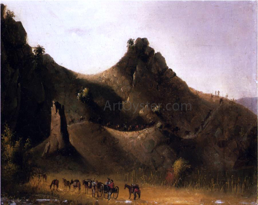  John Mix Stanley Passing an Obstruction: Mouth of Night Creek - Canvas Print