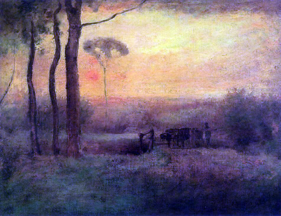  George Inness Pastoral Landscape at Sunset - Canvas Print