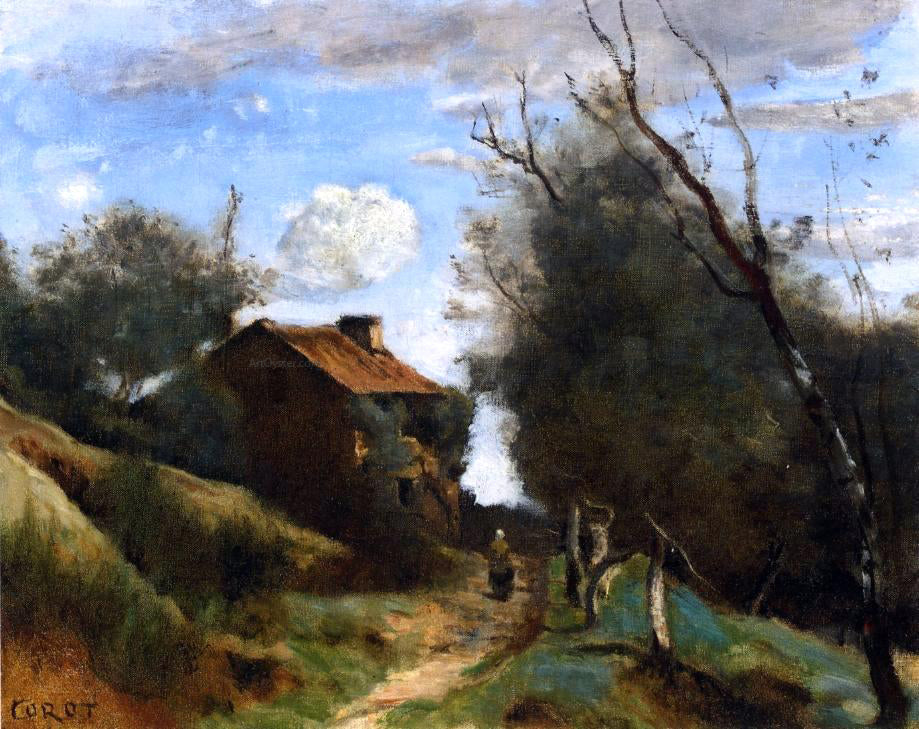  Jean-Baptiste-Camille Corot Path Towards a House in the Countryside - Canvas Print