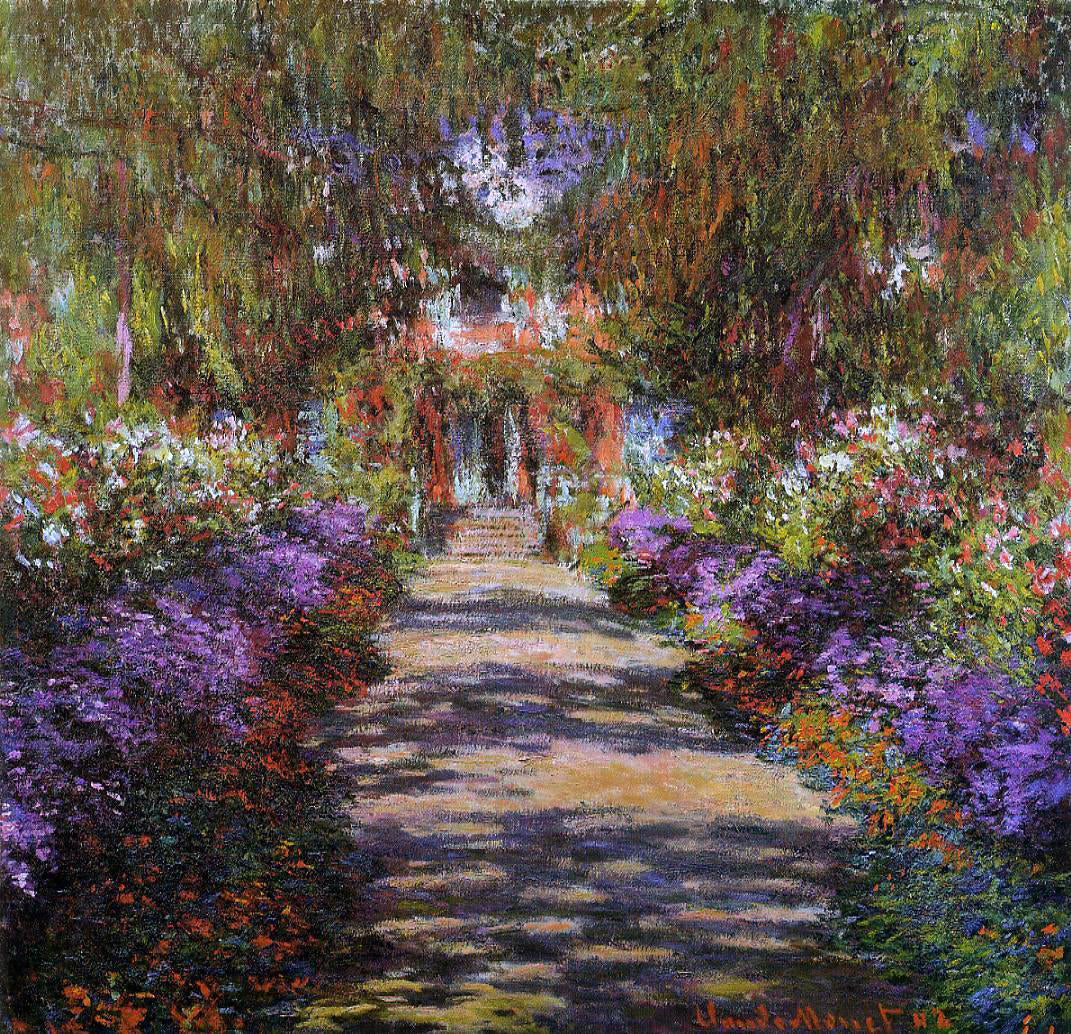  Claude Oscar Monet A Pathway in Monet's Garden at Giverny - Canvas Print