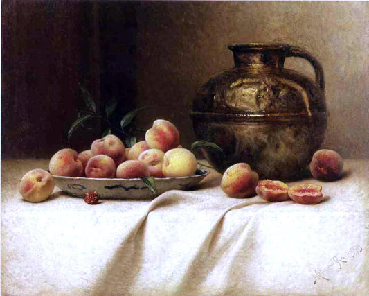  Milne Ramsey Peaches and Brass Jug - Canvas Print