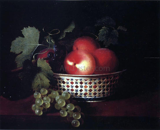  Sarah Miriam Peale Peaches and Grapes in a Porcelain Bowl - Canvas Print