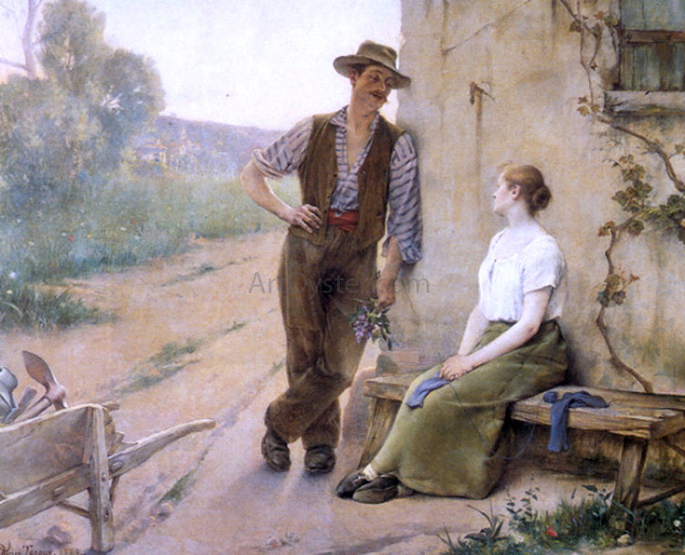  Henri Adrien Tanoux Peasant Couple in Farmyard - Canvas Print