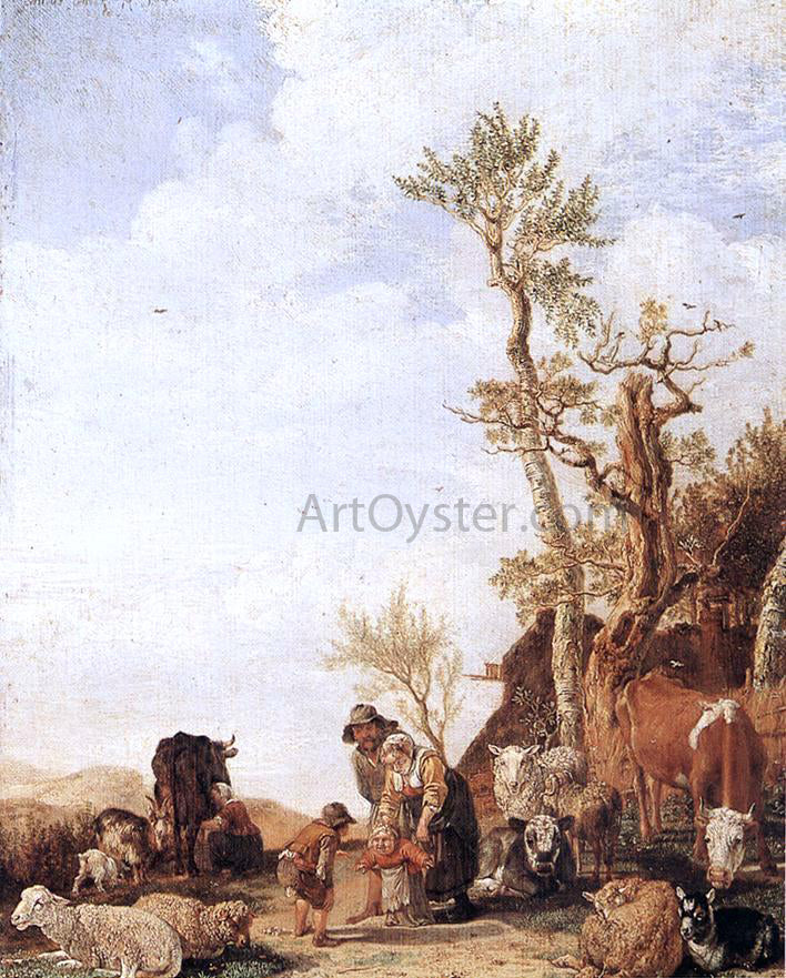  Paulus Potter Peasant Family with Animals - Canvas Print