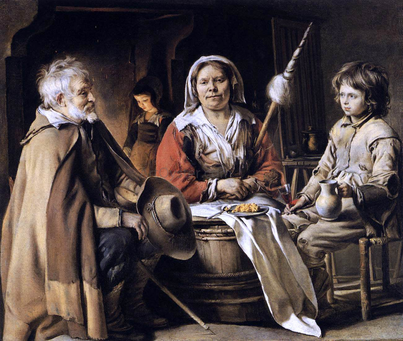 Le nain Brothers Peasant Interior - Canvas Print