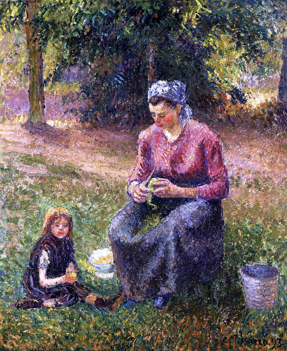  Camille Pissarro A Peasant Woman and Child, Eragny - Canvas Print