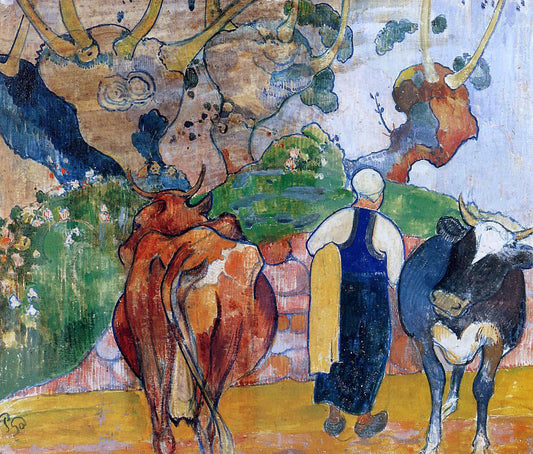  Paul Gauguin Peasant Woman and Cows in a Landscape - Canvas Print