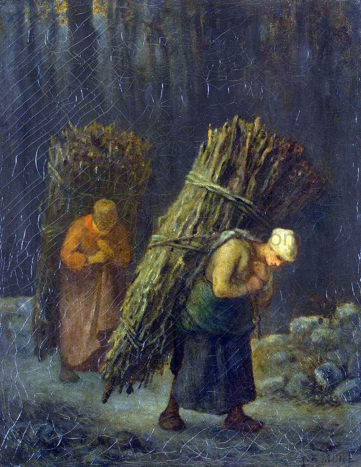  Jean-Francois Millet Peasant-Girls with Brushwood - Canvas Print