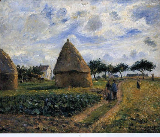  Camille Pissarro Peasants and Hay Stacks - Canvas Print