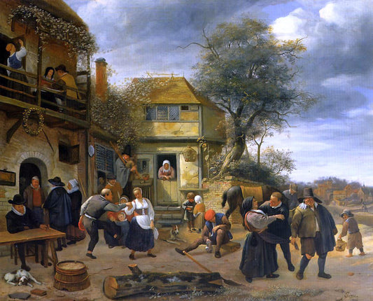  Jan Steen Peasants Before an Inn - Canvas Print