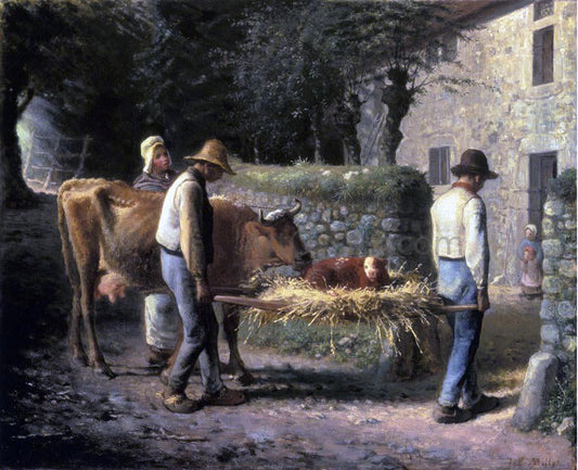  Jean-Francois Millet Peasants Bringing Home a Calf Born in the Fields - Canvas Print