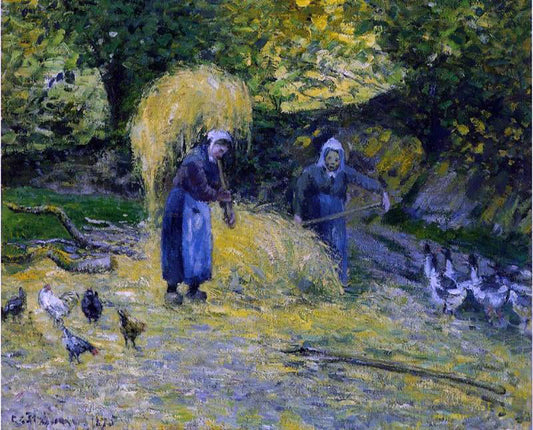  Camille Pissarro Peasants Carrying Straw, Montfoucault - Canvas Print