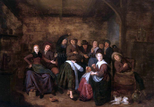  Jan Miense Molenaer Peasants in an Inn Playing "La Main Chaude" - Canvas Print