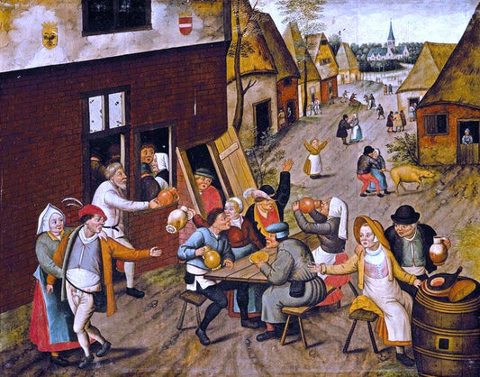  The Younger Pieter Brueghel Peasants Making Merry Outside a Tavern 'The Swan' - Canvas Print