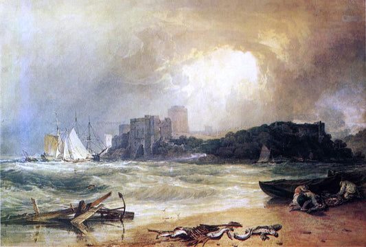  Joseph William Turner Pembroke Caselt, South Wales: Thunder Storm Approaching - Canvas Print